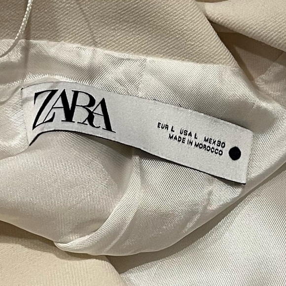 NWT Zara Double Breasted Cream White Tuxedo Style Blazer Jacket Large Lined - Picture 8 of 10